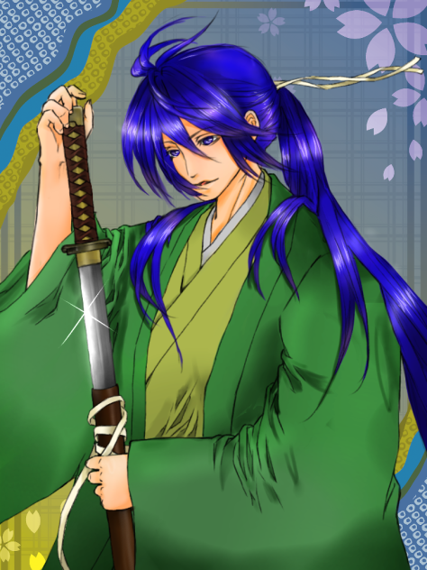 塗らせて頂きました【着物×刀×長髪】