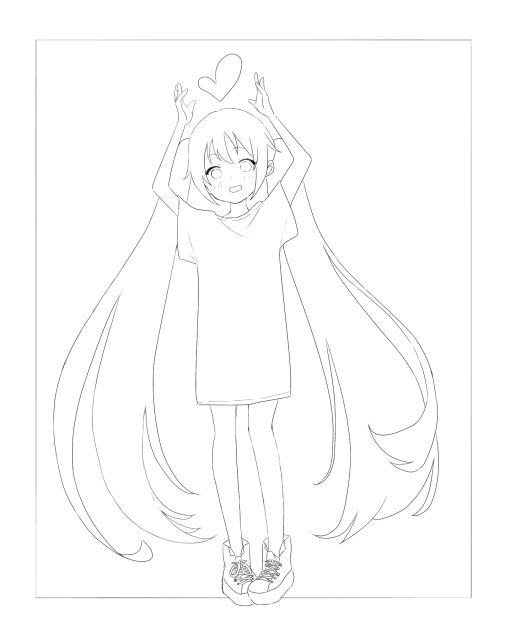 夏っぽい初音ミク線画