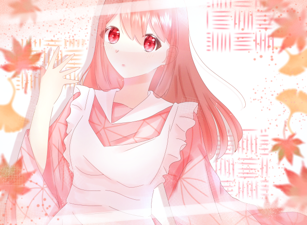 ピンクの和風メイドさん