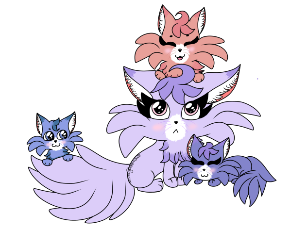 Purple Cat Family -