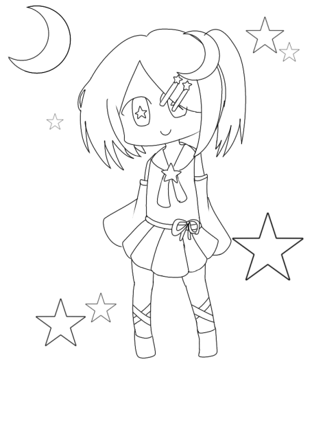 ナイト・ヨゾラちゃん 線画