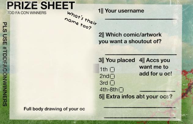 Prize sheets yey