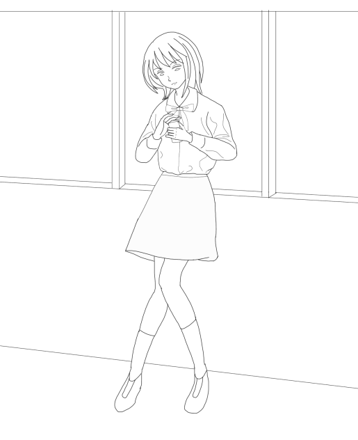 スマホ女子線画