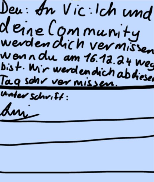 Wir werden dich vermissen,Vic Signatur