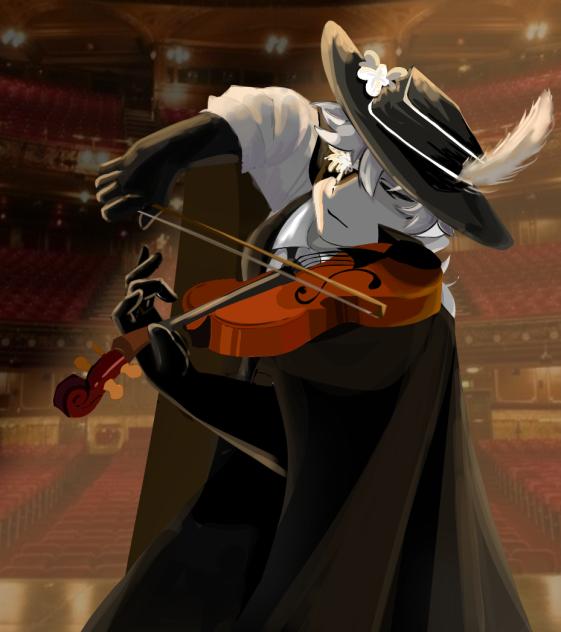Orchestraful on his violin i guess