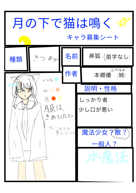月の下で猫は鳴くキャラ募集