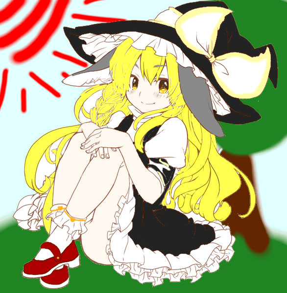 魔理沙(フリー線画)ケモミミ