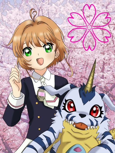 Sakura and Gabumon