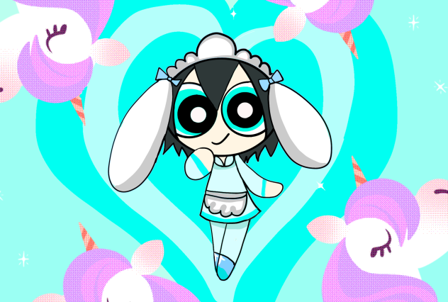 パワーパフガールズ風に自分を描いてみた。