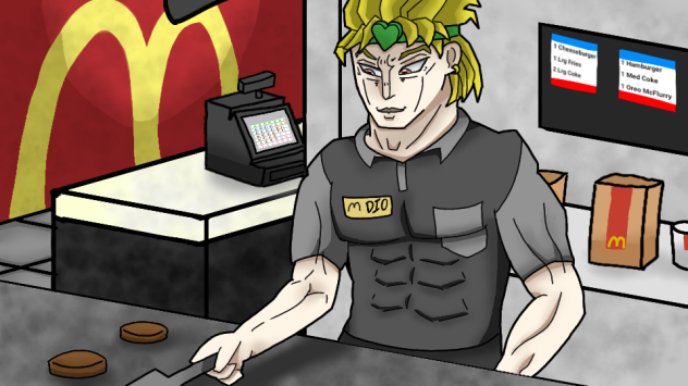 「DIO working at McDonald's」