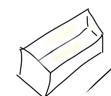 某餅のお菓子の殻容器を何も見ずに描きました