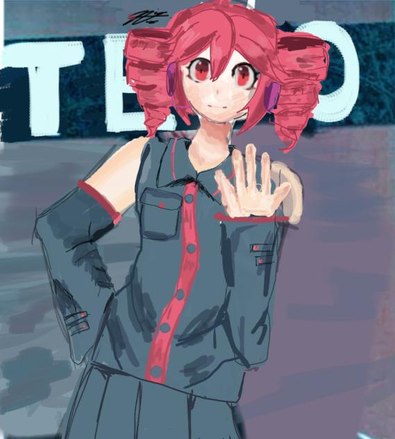 Kasane Teto with a Gerard Way pose