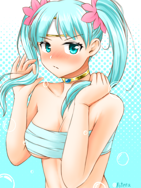水色ツインテール