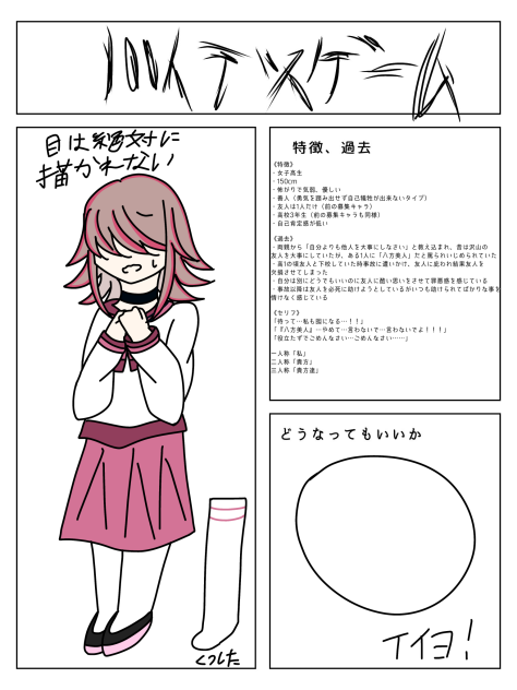 100人デスゲーム募集キャラ2人目ェェェェ！！！！！