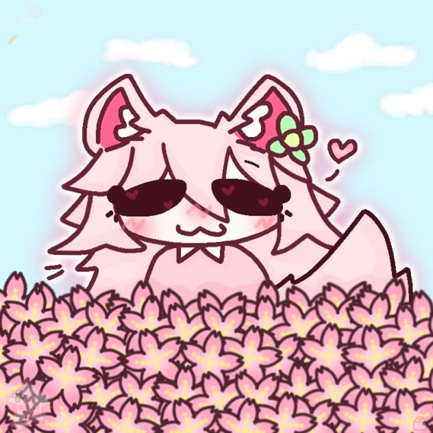 Chill in Pile Of  Sakura Flowers (.-w-.)