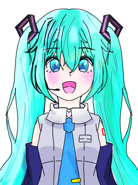 初音ミクフリー線画塗ってみた