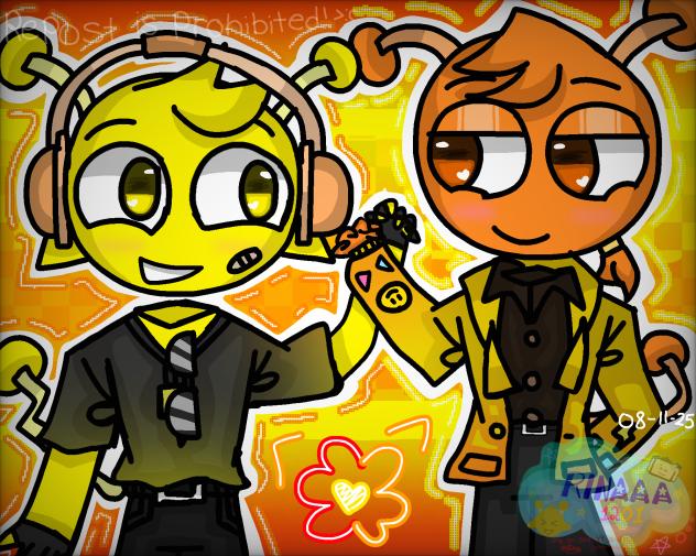 Simon and Oren swap stuff lol 💛🧡