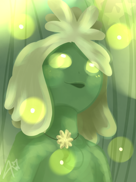 Flower child in the night lit grass!
