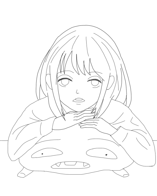 あー、眠い I feel sleepy線画