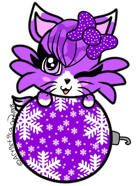 Purple Kitten On Christmas Ornament -