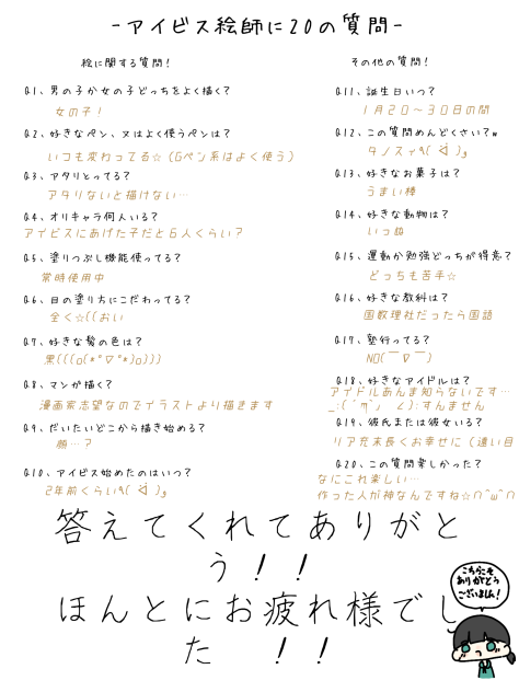 アイビス絵師に２０の質問