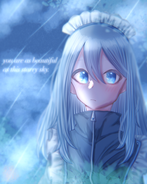星夜のメイド(塗り絵)