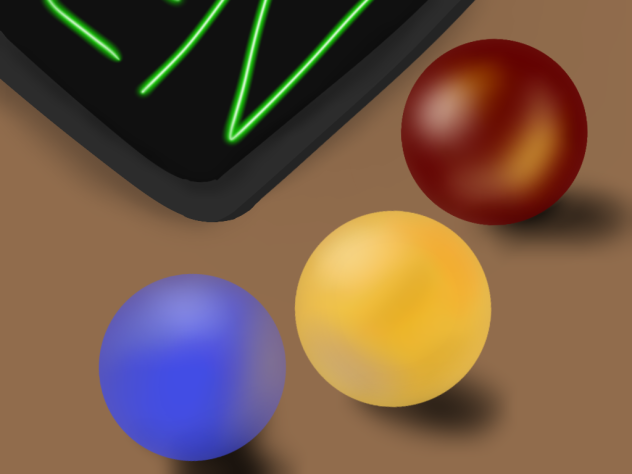 A pearl and plastic balls