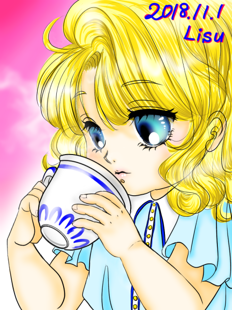 紅茶をのむ女の子（改）