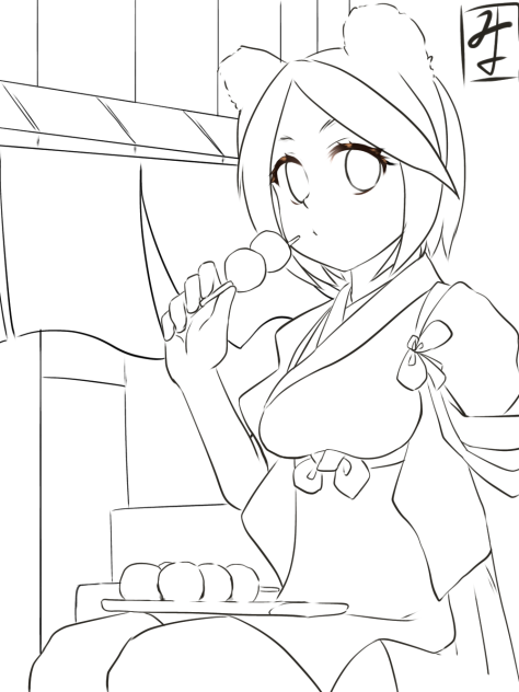 茶屋で休憩　ぬり絵