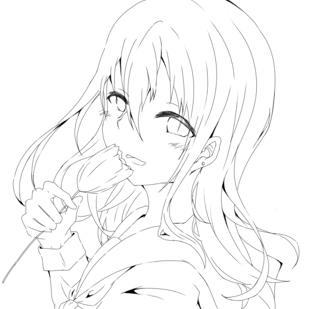 線画 女の子 ㉓