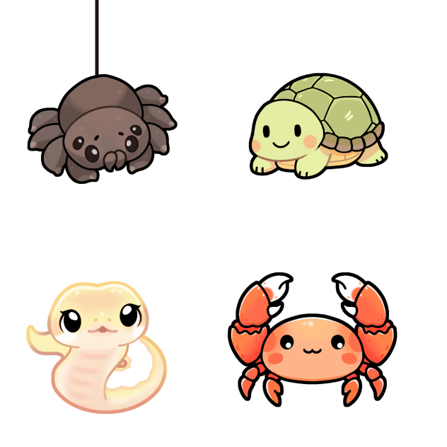cute creature stickers 🕸 🐢 🦀 🐍