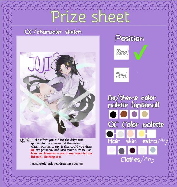 prizesheet