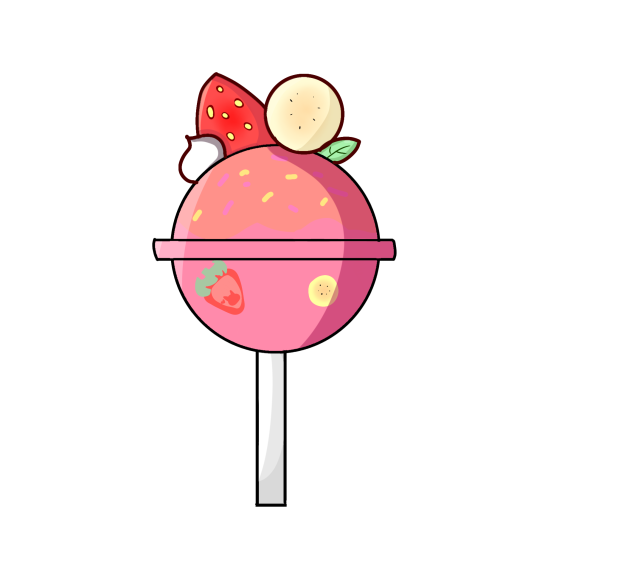 Strawberry banana lollipop