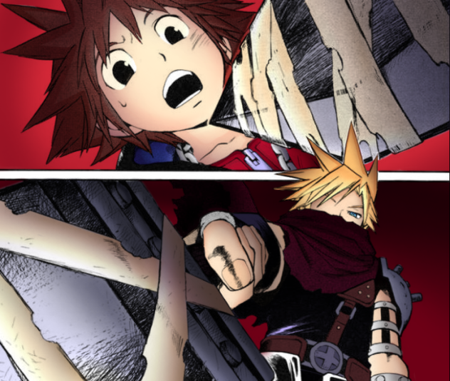 KH Manga Coloring- Cloud VS Sora