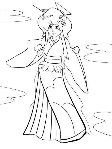 Lineart of Jellyfish girl