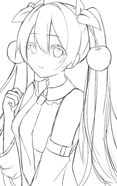 ミクちゃん線画