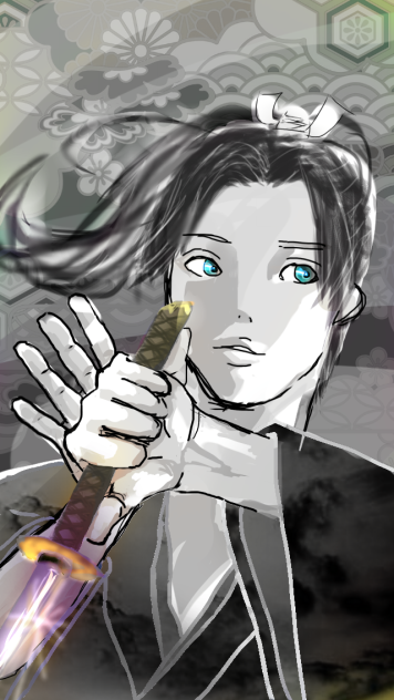 彩度100レイヤー白塗りでモノクロに