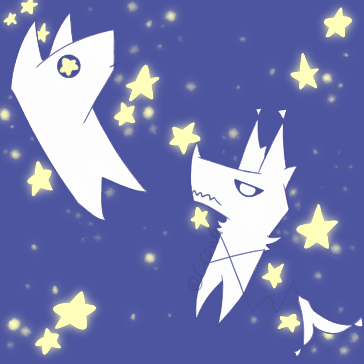 Just two aliens floating in space - ibisPaint