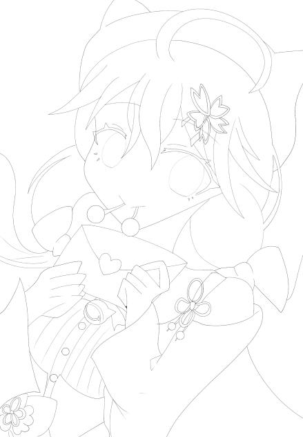 さくらんぼメッセージ　線画！