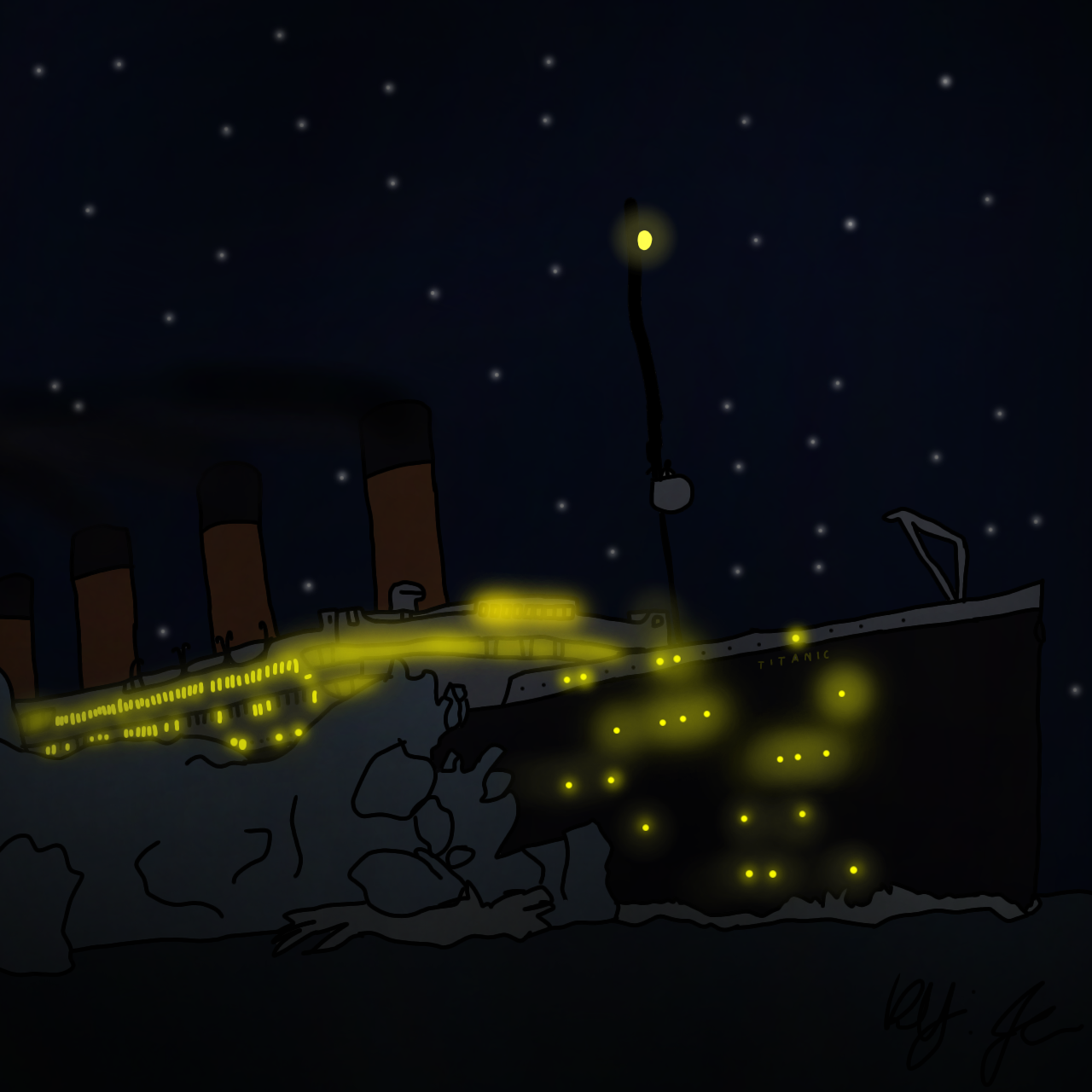 RMS titanic striking the burg - ibisPaint
