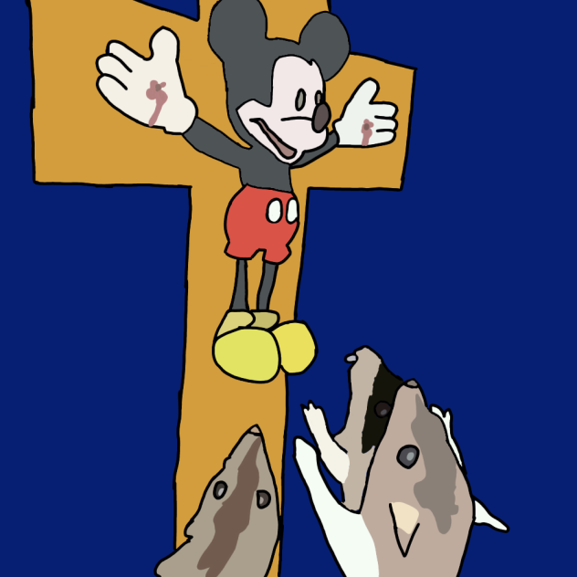 Mickey mouse crucificado