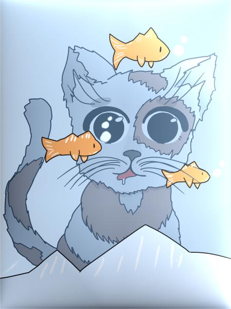 Cat and a fish tank