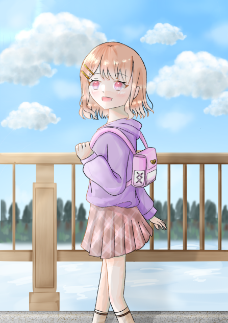 橋の上で