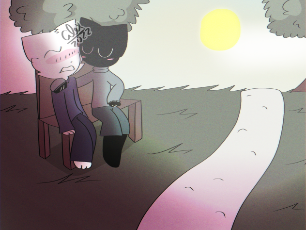 Achillean bois on the sunset