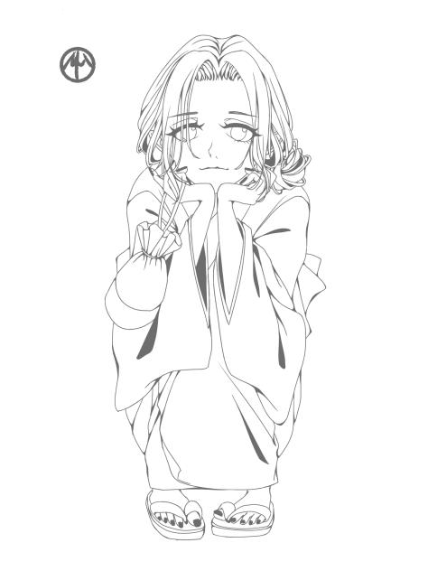 女子　肆　塗り絵