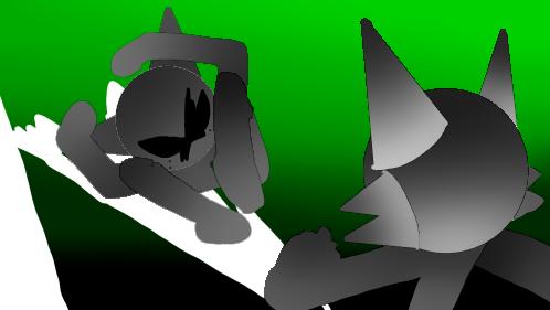 ウェンダをドロップキックしようとしてるグレー