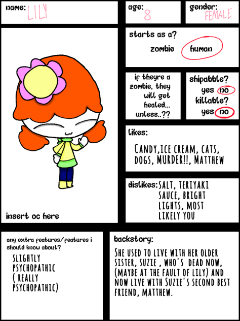 Lily! Dani and Goldie character sheet!