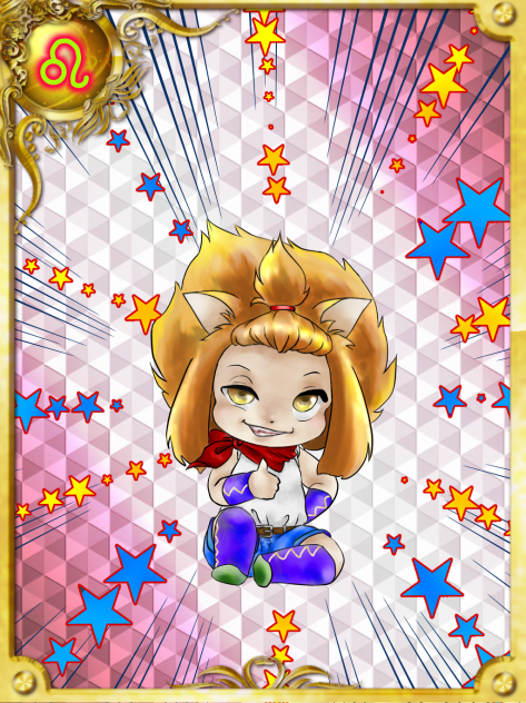 シリーズ１２星座 しし座をカード風に描いてみた