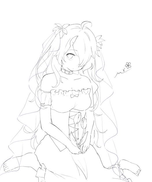 百合と鬱金香 線画