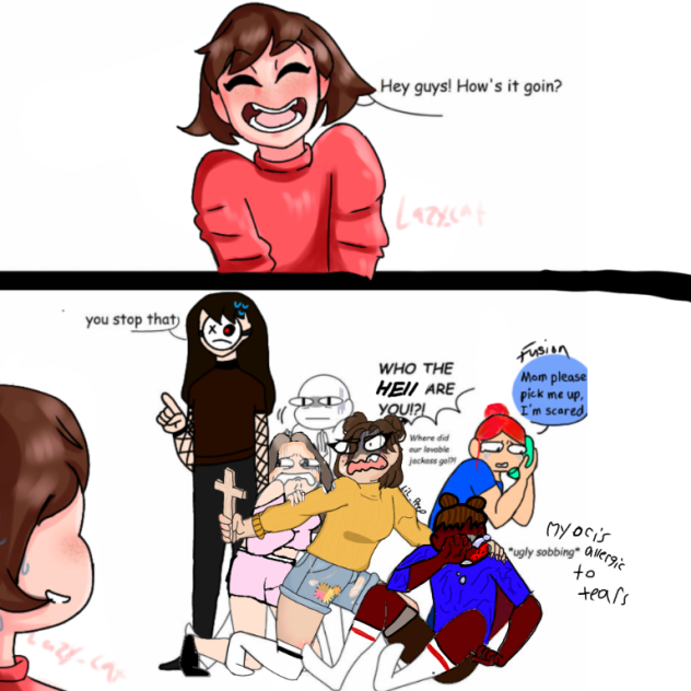 girl scares a group of ghosts